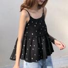 Spaghetti-strap Dotted Top Dotted - Black - One Size
