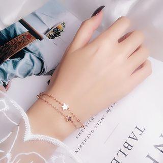 Star Layered Bracelet Double Layer - Star Bracelet - Rose Gold - One Size