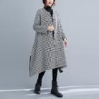 Houndstooth Irregular Hem Midi Coat As Shown In Figure - One Size