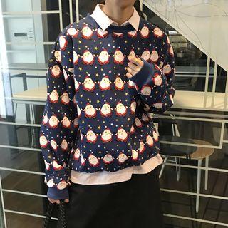 Christmas Print Pullover As Shown In Figure - One Size