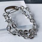 Layered Chunky Chain Alloy Bracelet Silver - One Size