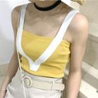 Strappy Two-tone Knit Top