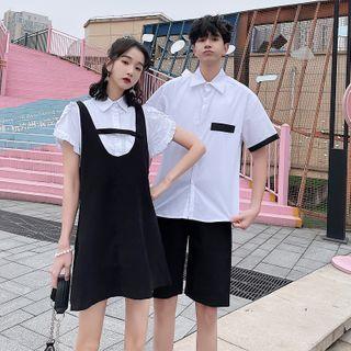 Couple Matching Short-sleeve Shirt / Shorts / Mini A-line Jumper Dress / Set