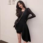 Long-sleeve Mesh Top / Asymmetric Sleeveless A-line Dress