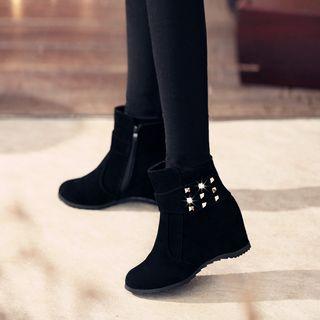 Hidden Wedge Studded Ankle Boots