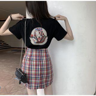 Short-sleeve Printed T-shirt Black - Tshirt - One Size
