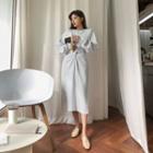 Lounge Set: Raglan-sleeve Sweatshirt + Knotted Maxi Skirt