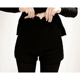Zip-back High-waist Shorts