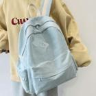 Embroidered Canvas Backpack Light Blue - One Size