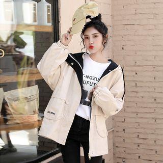 Plain Cropped Hooded Trench Jacket