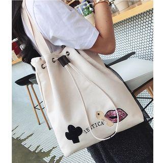 Sequined Drawstring Tote Bag