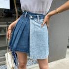 Two-tone Denim Miniskirt