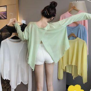 Back-slit Long-sleeve Knit Top