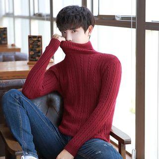 Mock Neck Twist-knit Sweater