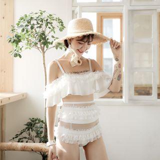 Cold-shoulder Ruffle-trim Bikini