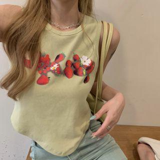 Print Tank Top Yellow Green - One Size