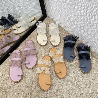 Frill Trim Toe Loop Sandals