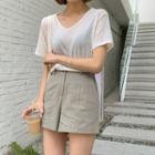 V-neck Sheer T-shirt In 11 Colors