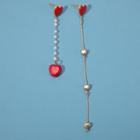 Non-matching Heart Fringed Earring 8446 - 1 Pair - One Size