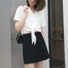Front Pocket Plain A-line Skirt