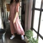 Elbow-sleeve V-neck Maxi Dress