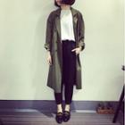 Double-breasted Long-sleeved Straight Plain Long Tweed Coats