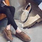 Faux Leather Block Heel Derby Shoes