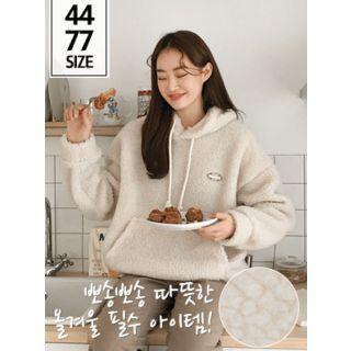 Hooded Fleece Patch-trim Top