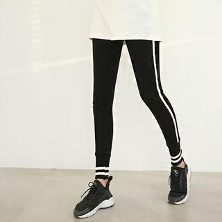 Contrast Coral-fleece Lined Skinny Jogger Pants