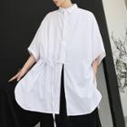 Side-slit Elbow-sleeve Shirt