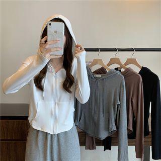 Long-sleeve Plain Zip-front Jacket