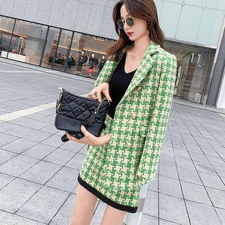 Set: Houndstooth Button Jacket + Mini A-line Skirt