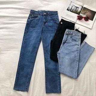 Frayed High-waist Cropped Pants