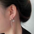 Metal Drop Earring (various Designs) Set Of 4 - Silver - One Size