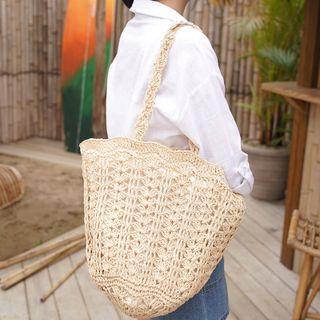 Zipped Rattan Shopper Bag
