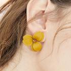 925 Silver Plating Flower Stud Earring Green - One Size