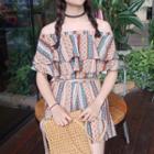 Patterned Off-shoulder Playsuit