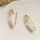 Safety Pin Faux Pearl Alloy Earring 1 Pair - Earring - Gold - One Size