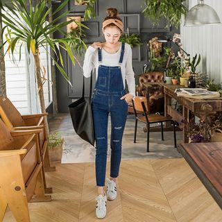 Ripped Skinny Denim Jumpsuit