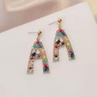 Rhinestone Dangle Earring 1 Pair - E2147 - Lettering A - One Size