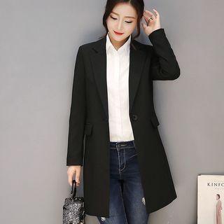 Single-button Lapel Long Blazer