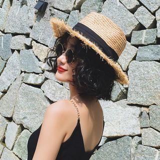 Frayed Sun Hat Beige - One Size