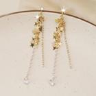 Faux Pearl Alloy Star Fringed Earring 1 Pair - 925 Silver Needle - Gold - One Size