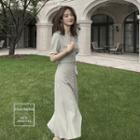 Set: Short-sleeve Chiffon Top + Midi A-line Skirt