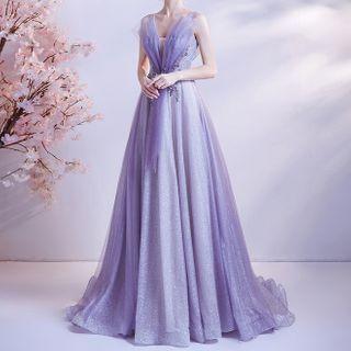 Sequined Beaded Mesh A-line Wedding Gown