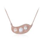 925 Sterling Silver Fashion Plated Rose Gold Cardamom Freshwater Pearl Necklace With Cubic Zirconia Rose Gold - One Size