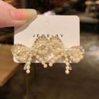 Bow Rhinestone Faux Pearl Alloy Earring 1 Pair - My33649 - Gold - One Size