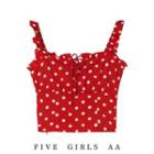 Ruffle Strap Dotted Camisole Top