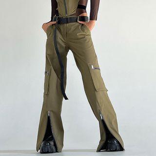 Straight Leg Zipped Hem Cargo Pants