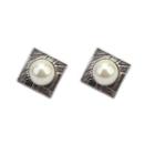 Faux Pearl Square Earring